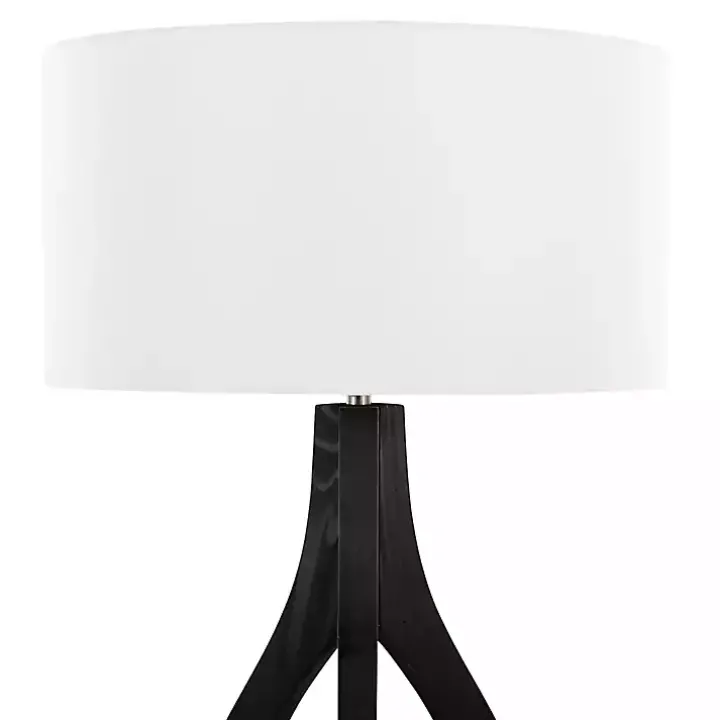 Black Wood Wishbone Floor Lamp