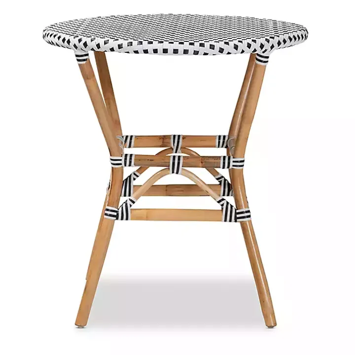 Black Woven Rattan French Bistro Dining Table