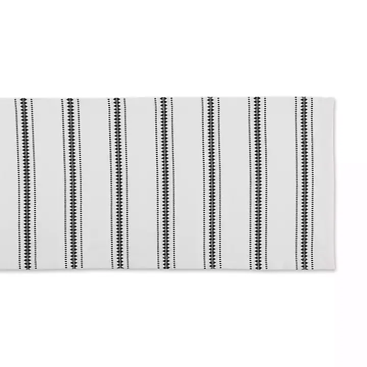 Black Zig Zag Dobby Stripe Table Runner, 72 in.