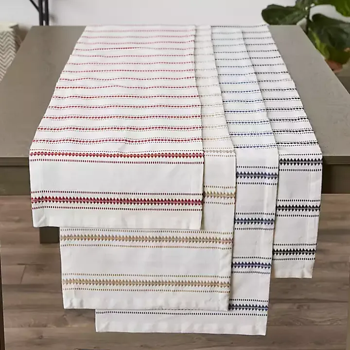 Black Zig Zag Dobby Stripe Table Runner, 72 in.