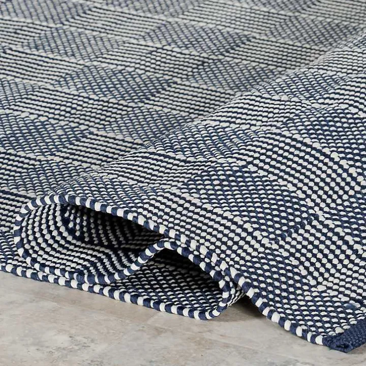 Blue & Ivory Checkered Indoor/Outdoor Rug, 5x8