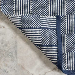 Blue & Ivory Checkered Indoor/Outdoor Rug, 5x8