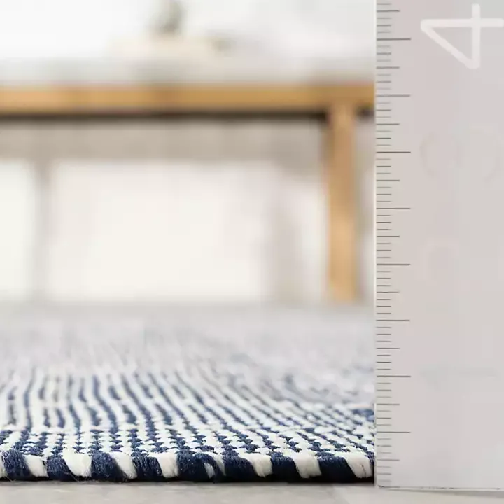 Blue & Ivory Checkered Indoor/Outdoor Rug, 4x6