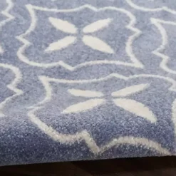 Blue & Ivory Quatrefoil Indoor/Outdoor Runner