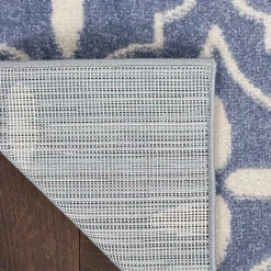 Blue & Ivory Quatrefoil Indoor/Outdoor Rug, 4x6
