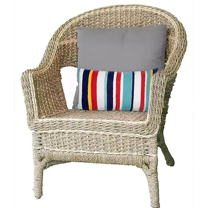 Blue & Red Lamontage Stripe Outdoor Throw Pillow