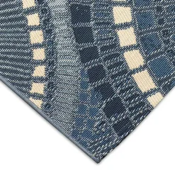 Blue & White Circles Indoor/Outdoor Rug, 2x3