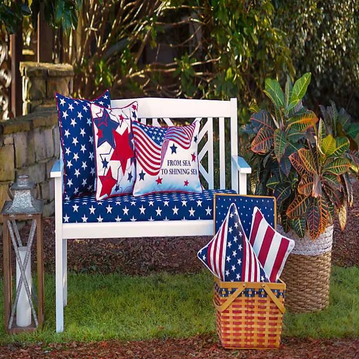 Blue & White Stars Outdoor Pillows, Set of 2