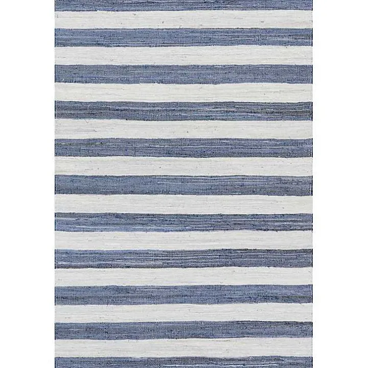 Blue & White Striped Indoor/Outdoor Rug, 4x6