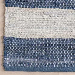 Blue & White Striped Indoor/Outdoor Rug, 4x6