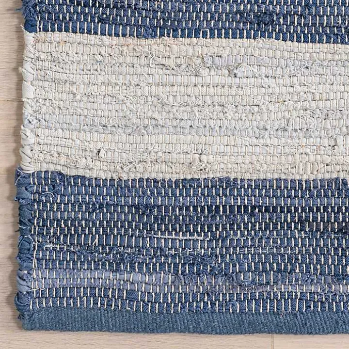 Blue & White Striped Indoor/Outdoor Rug, 4x6