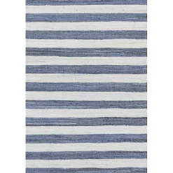 Blue & White Striped Indoor/Outdoor Rug, 5x8