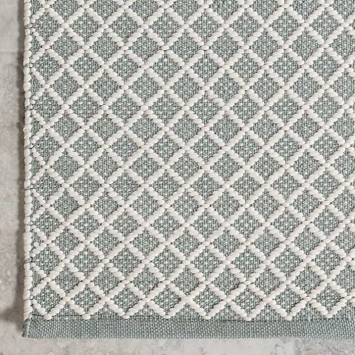 Blue & White Trellis Indoor/Outdoor Runner, 3x8