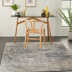 Blue and Beige Tally Textured Area Rug, 5x7