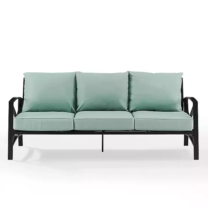 Blue and Bronze Kaplan X-Arm Outdoor Sofa