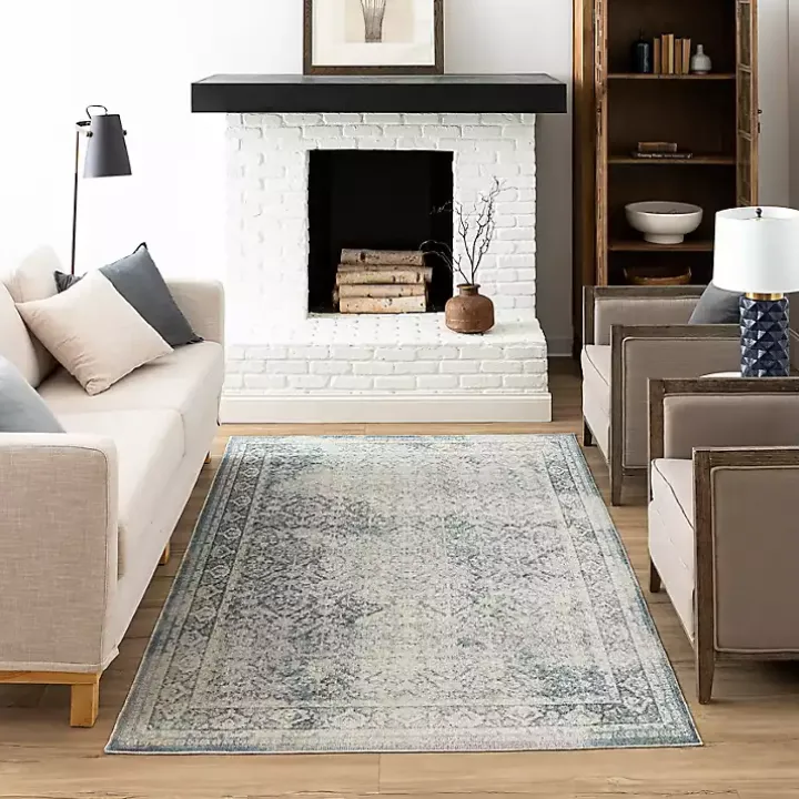 Blue and Cream Blackwell Area Rug, 8x10