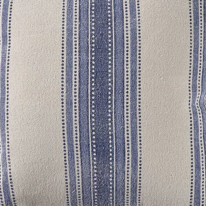 Blue and Cream Striped Accent Pillow