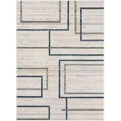 Blue and Gray Contemporary Geo Area Rug, 7x9