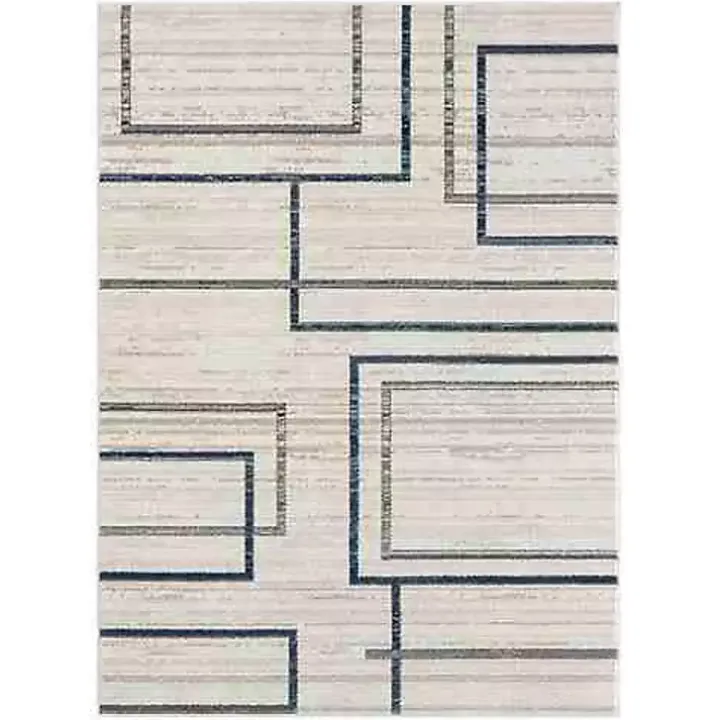 Blue and Gray Contemporary Geo Area Rug, 7x9
