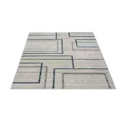 Blue and Gray Contemporary Geo Area Rug, 7x9