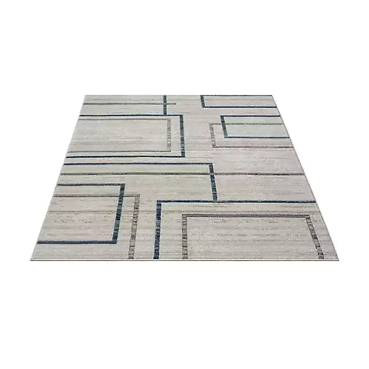 Blue and Gray Contemporary Geo Area Rug, 7x9