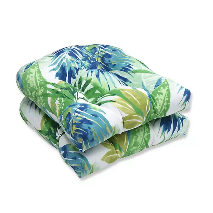 Blue and Green Soleil Wicker Cushions, Set of 2