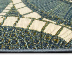Blue and Green Spheres Indoor/Outdoor Runner, 1x4