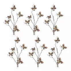 Blue and Orange Butterfly Twig Sprays, Set of 6