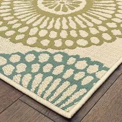 Blue and Orange Circles Outdoor Area Rug, 5x7