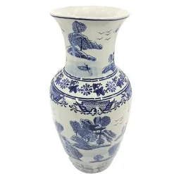 Blue and White Ceramic Chinoiserie Vase
