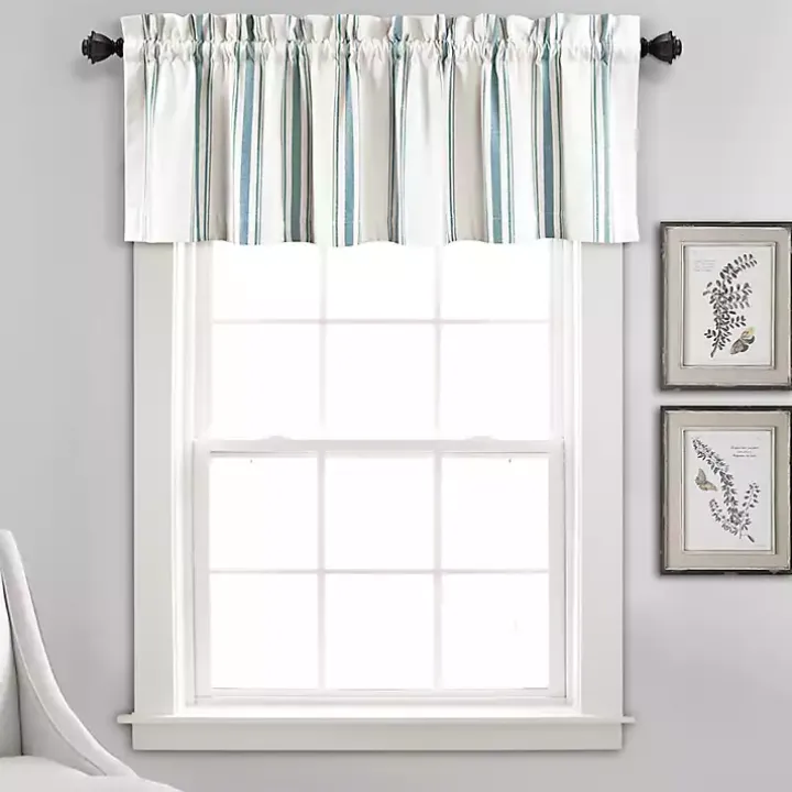 Blue and White Farmhouse Stripe Valance