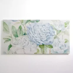 Blue and White Peony Blooms Canvas Art Print