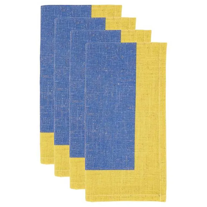 Blue and Yellow Colorblock Napkins, Set of 4