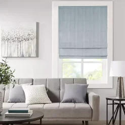 Blue Basketweave Cordless Roman Shade, 31 in.