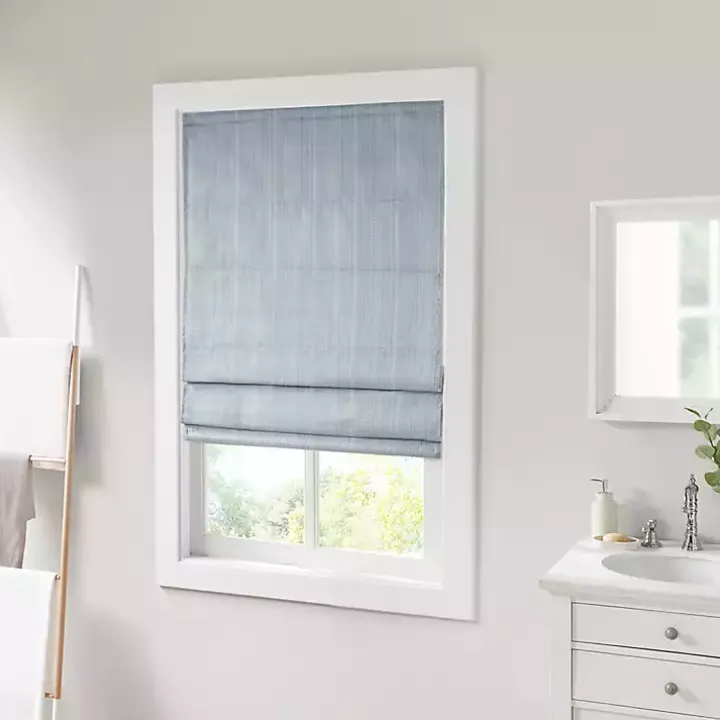 Blue Basketweave Cordless Roman Shade, 31 in.