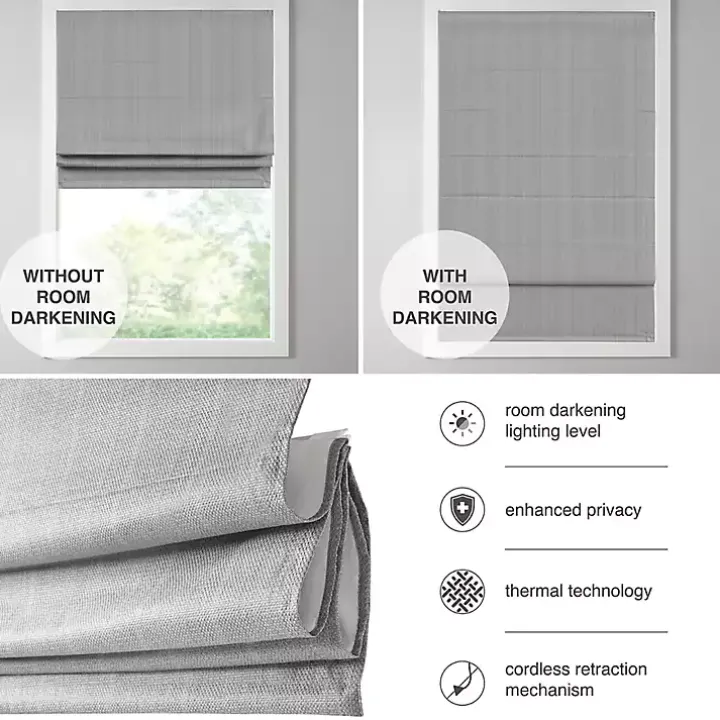 Blue Basketweave Cordless Roman Shade, 31 in.