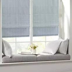 Blue Basketweave Cordless Roman Shade, 33 in.
