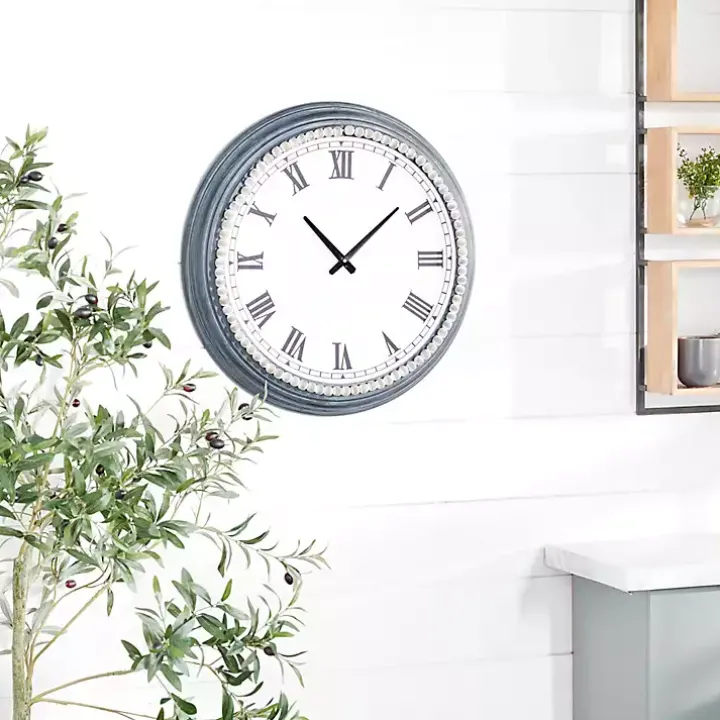 Blue Beaded Roman Numeral Clock