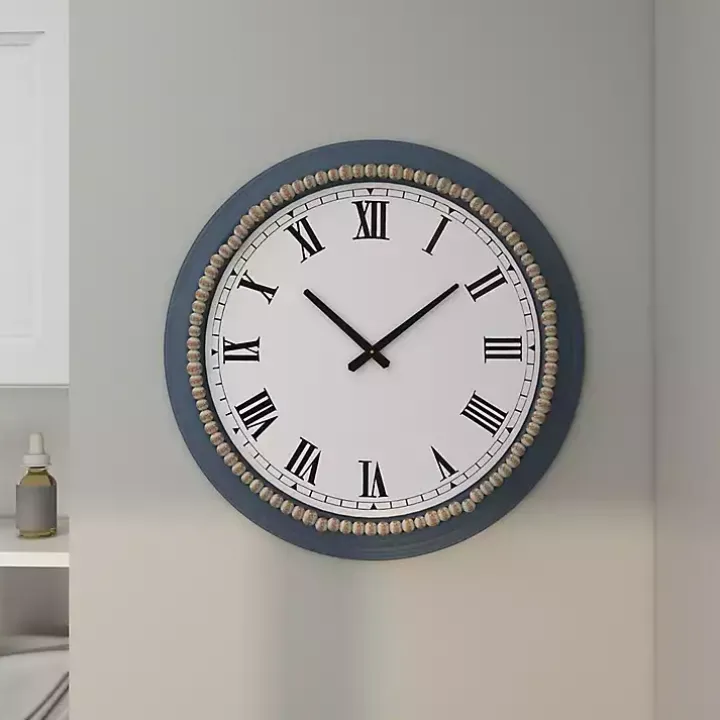 Blue Beaded Roman Numeral Clock