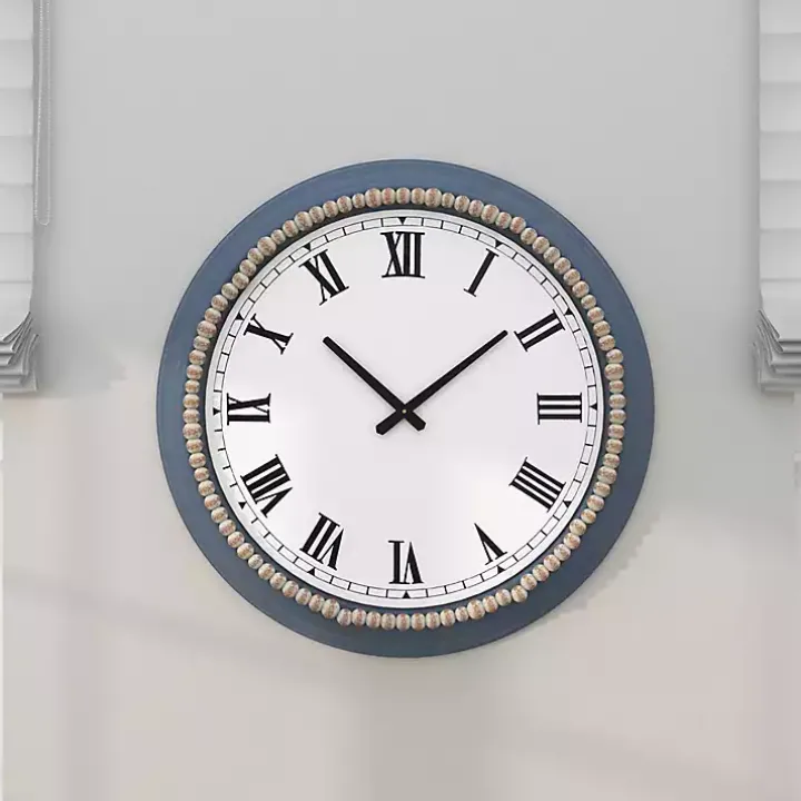 Blue Beaded Roman Numeral Clock