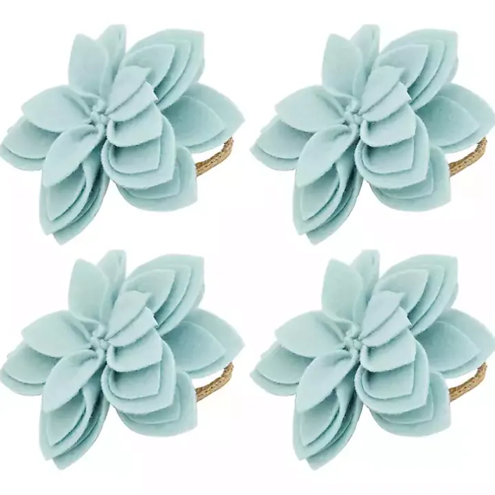 Blue Blossom Napkin Rings, Set of 4