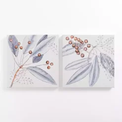 Blue Botanical Berries Canvas Art Prints, Set of 2