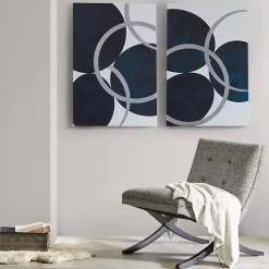 Blue Celestial Orbit Canvas Art Prints, Set of 2