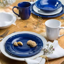 Blue Ceramic Soft Scallop 16-pc. Dinnerware Set