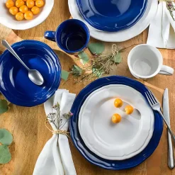 Blue Ceramic Soft Scallop 16-pc. Dinnerware Set