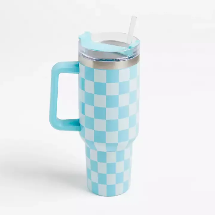 Blue Checkered Otto 40 oz. Insulated Tumbler