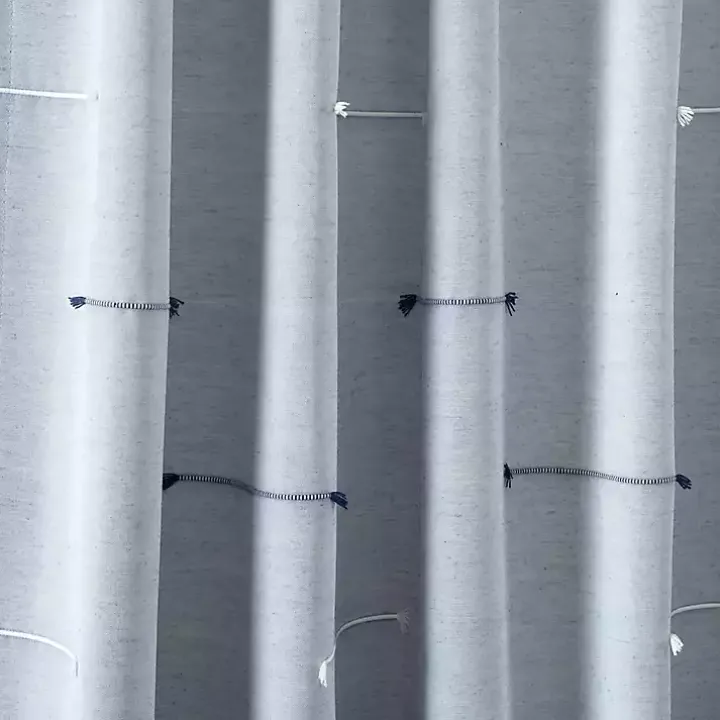 Blue Clipped Stripe Curtain Panel Set, 84 in.