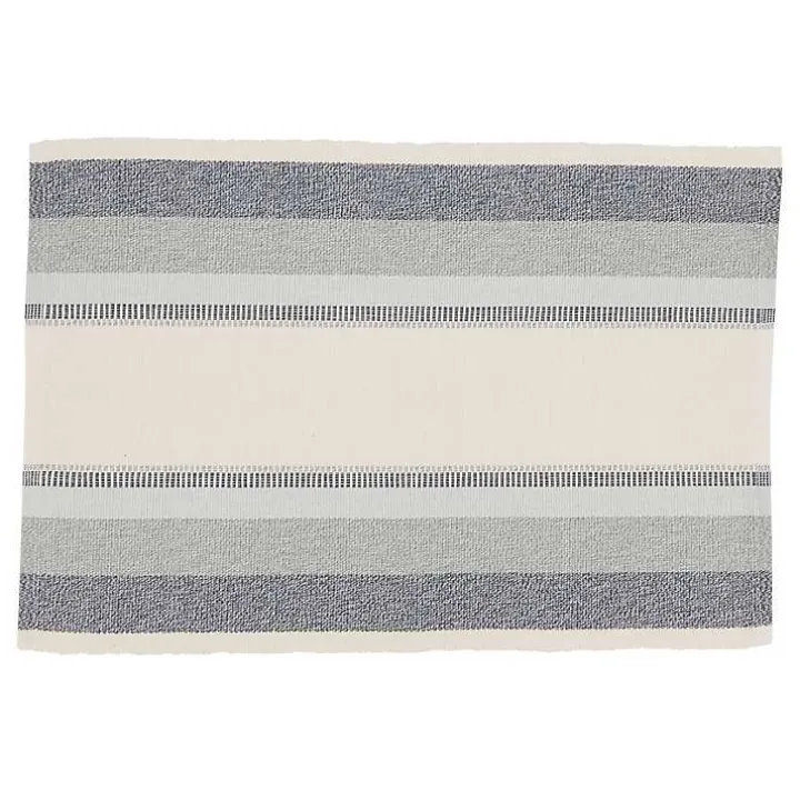 Blue Coastal Ribbed Striped Placemats, Set of 4