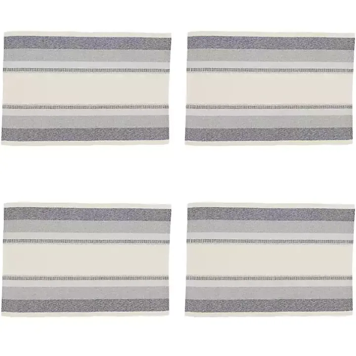 Blue Coastal Ribbed Striped Placemats, Set of 4