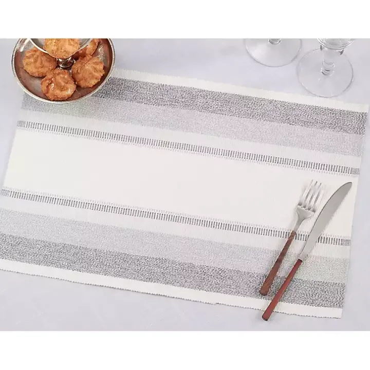 Blue Coastal Ribbed Striped Placemats, Set of 4